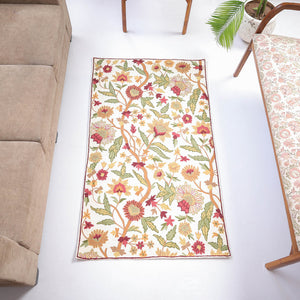 Original Chain Stitch Crewel Wool Thread Hand Embroidery Carpet 