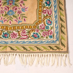 Original Chain Stitch Crewel Wool Thread Hand Embroidery Rug / Carpet 