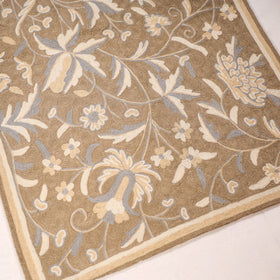 Original Chain Stitch Crewel Wool Thread Hand Embroidery Rug / Carpet