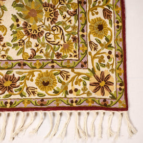 Original Chain Stitch Crewel Wool Thread Hand Embroidery Rug / Carpet 