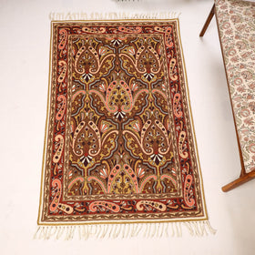 Original Chain Stitch Crewel Wool Thread Hand Embroidery Rug / Carpet