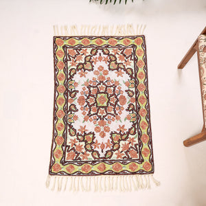 Original Chain Stitch Mulberry Silk Thread Hand Embroidery Rug / Carpet 
