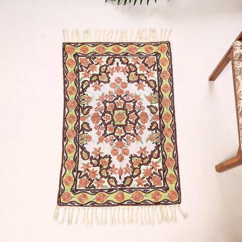 Original Chain Stitch Mulberry Silk Thread Hand Embroidery Rug / Carpet 