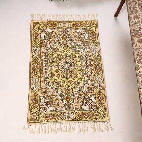 Original Chain Stitch Mulberry Silk Thread Hand Embroidery Rug / Carpet