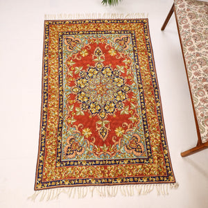 Original Chain Stitch Mulberry Silk Thread Hand Embroidery Rug / Carpet 