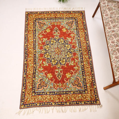 Original Chain Stitch Mulberry Silk Thread Hand Embroidery Rug / Carpet 