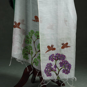 Original gond handpainted handloom chanderi silk dupatta 01