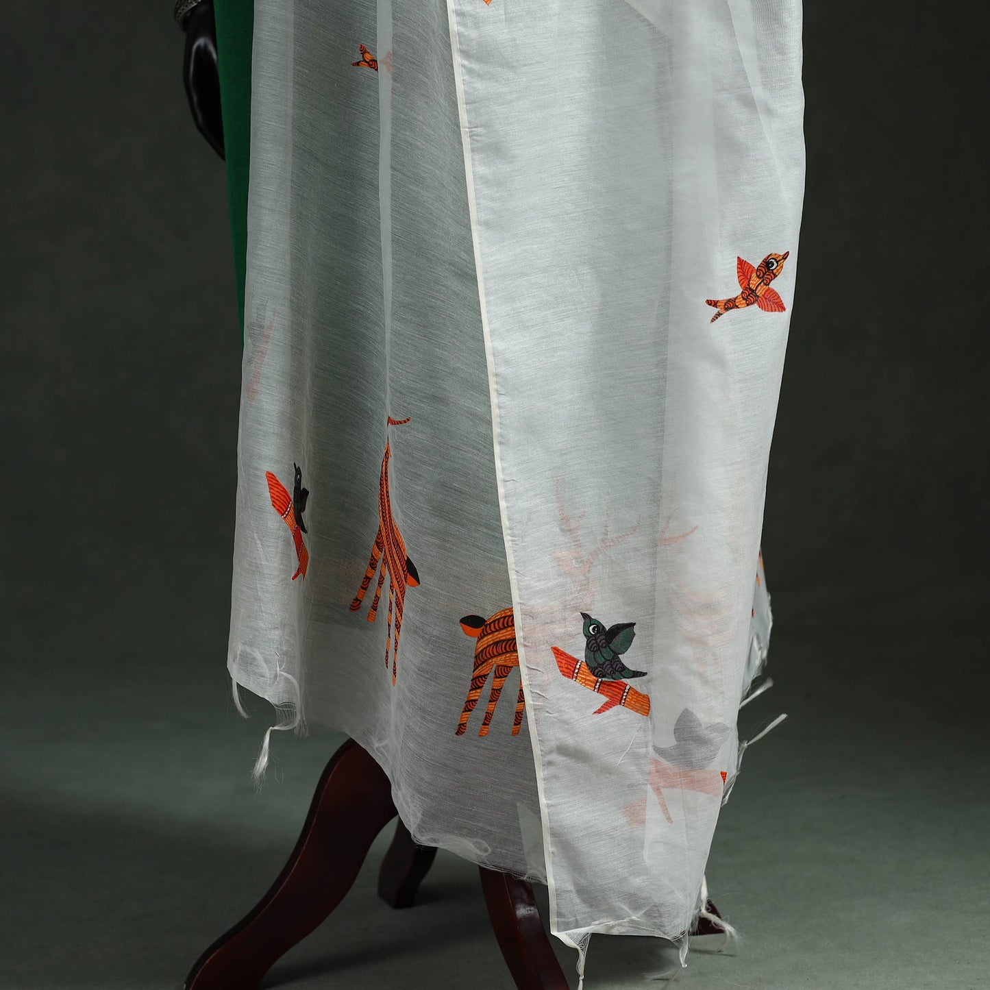 Original gond handpainted handloom chanderi silk dupatta 06