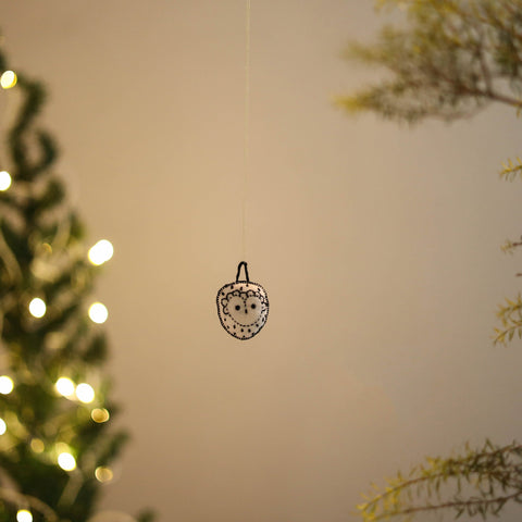 Shop Owl - Handmade Threadwork Stuffed Christmas Ornament