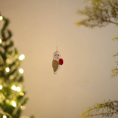 Shop Owl - Handmade Threadwork Stuffed Christmas Ornament