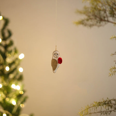 Shop Owl - Handmade Threadwork Stuffed Christmas Ornament