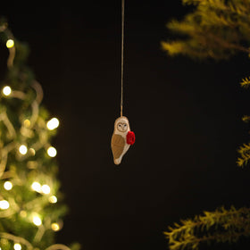 Shop Owl - Handmade Threadwork Stuffed Christmas Ornament