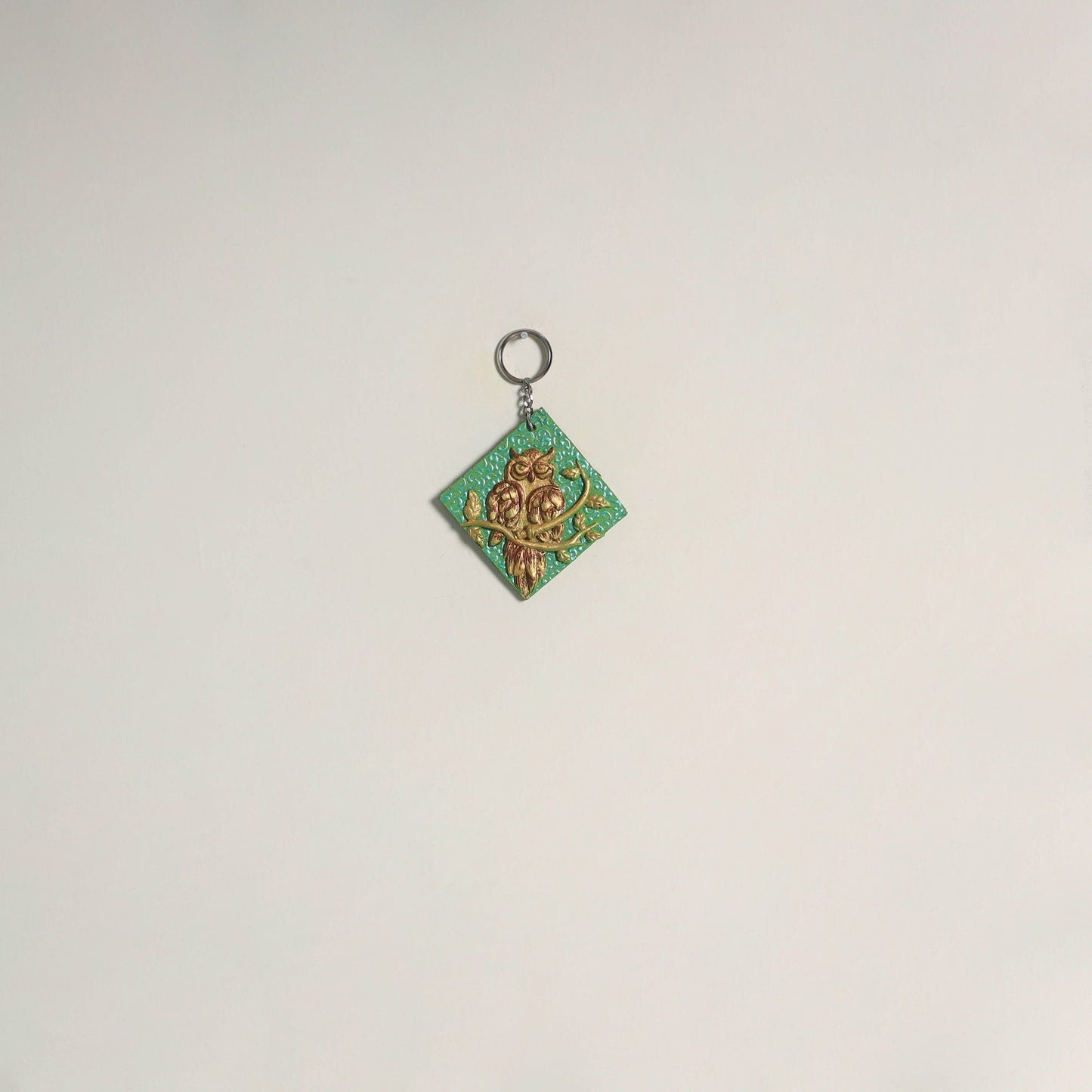 Owl - handpainted clay art keychain 19 - handcrafted