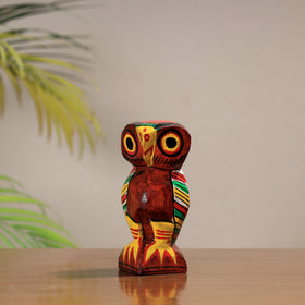Owl - traditional burdwan wood craft handpainted sculpture