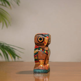  Owl - Traditional Burdwan Wood Craft Handpainted Sculpture (Small) 08 