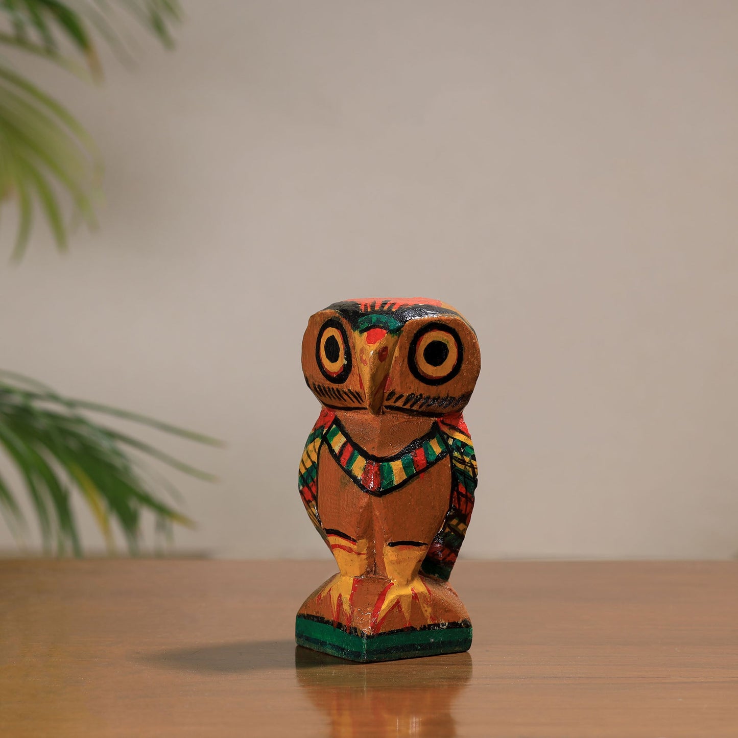  Owl - Traditional Burdwan Wood Craft Handpainted Sculpture (Small) 08 