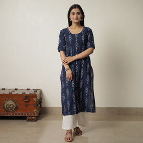 Buy Pochampally Ikat Weave Cotton Long Straight Kurta 04 Online at iTokri.com