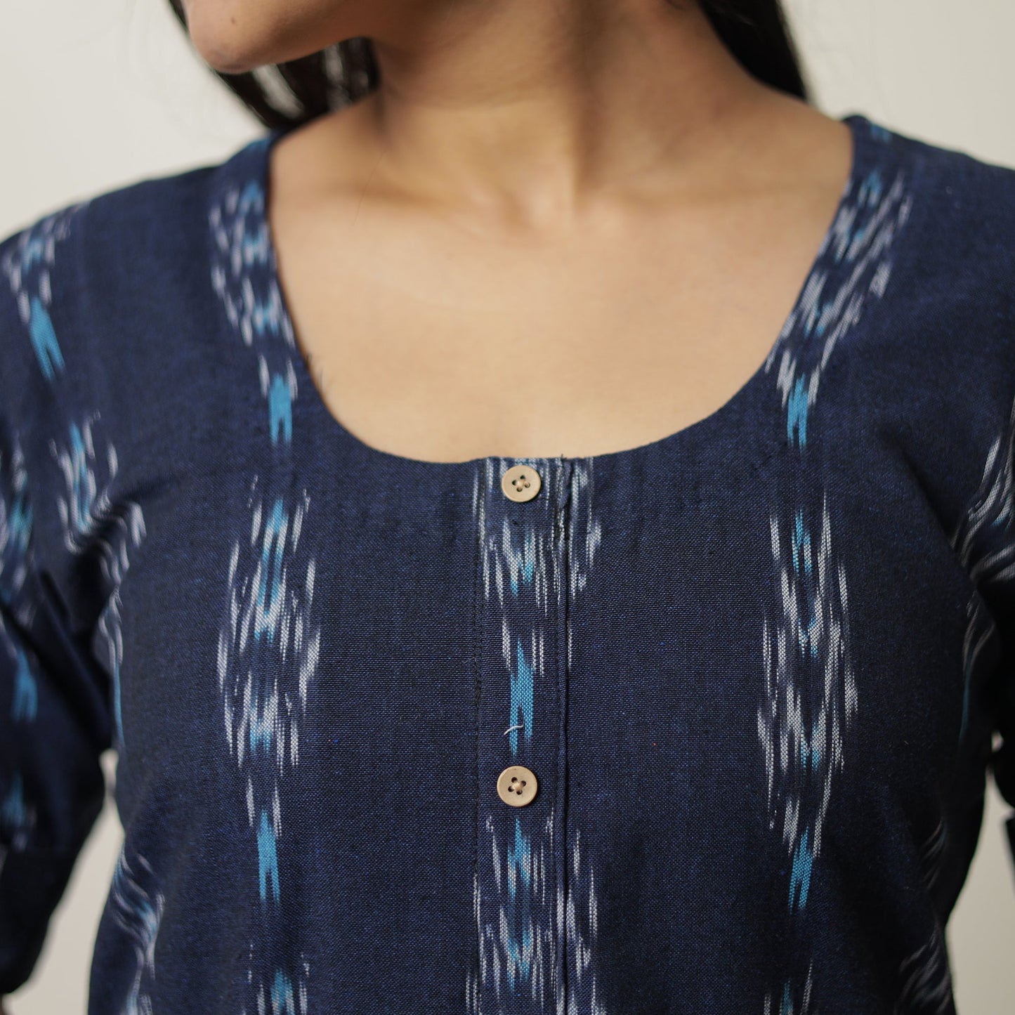 Buy Pochampally Ikat Weave Cotton Long Straight Kurta 04 Online at iTokri.com