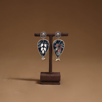 Palak mirror & ghungroo work gs fabart handmade earrings