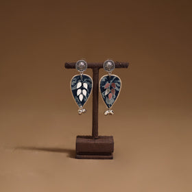 Palak mirror & ghungroo work gs fabart handmade earrings