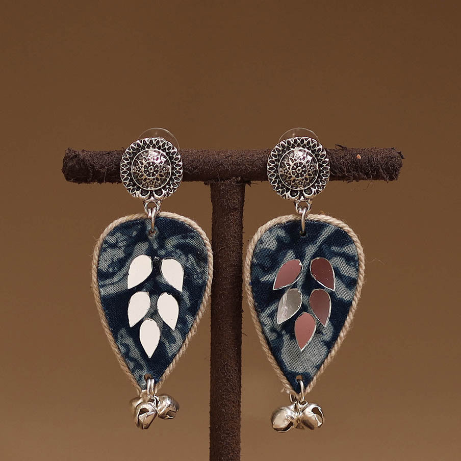 Palak mirror & ghungroo work gs fabart handmade earrings