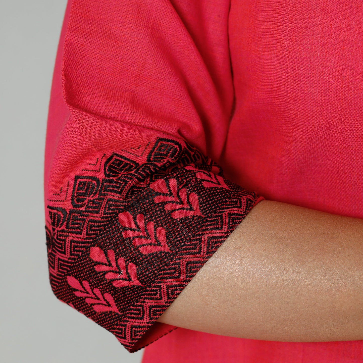 Paradise pink dharwad cotton long kurti - handcrafted