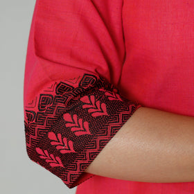 Paradise pink dharwad cotton long kurti - handcrafted