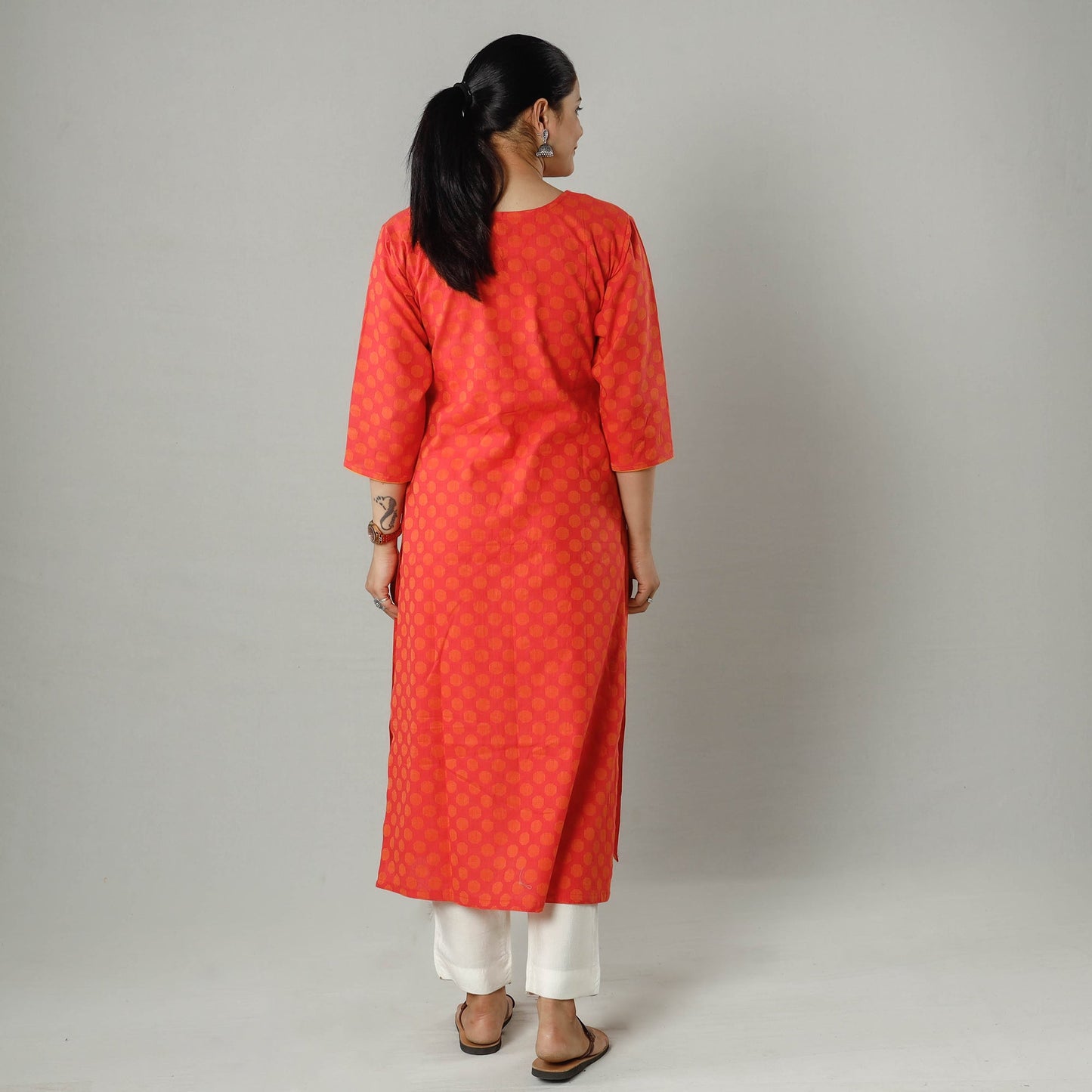  Jacquard Cotton Long Kurta for Women