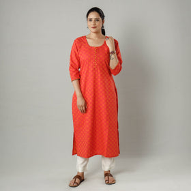  Jacquard Cotton Long Kurta for Women