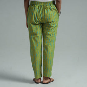 Parrot green - jacquard weave cotton elasticated pant