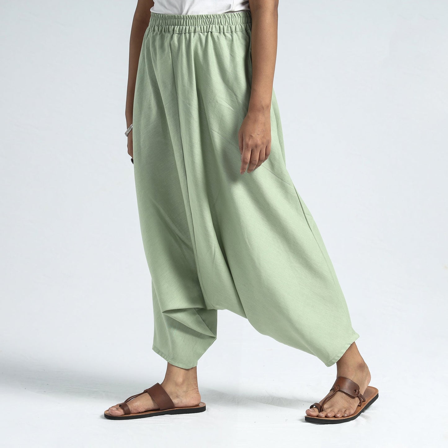  Plain Flex Cotton Elasticated Harem Pant 