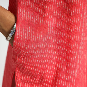  Plain Running Stitch Cotton Pintuck Long Kurta 