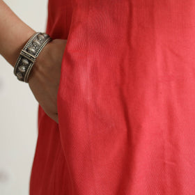  Srikalahasti Kalamkari Patchwork Plain Linen Cotton Long Kurta 