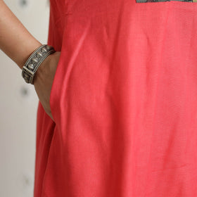 Buy Srikalahasti Kalamkari Patchwork Plain Linen Cotton Long Kurta Online at iTokri.com