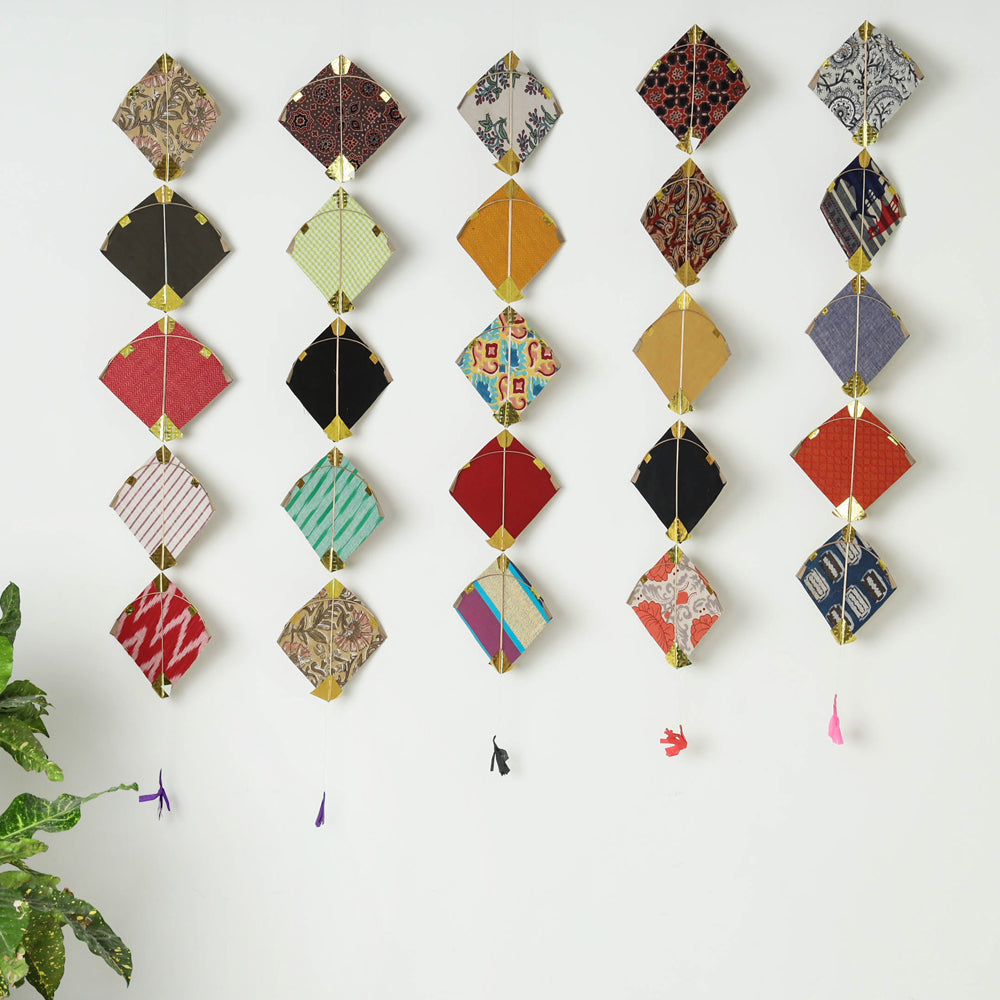  पतंग Kite - Handmade Fabric Katran Work Hanging 