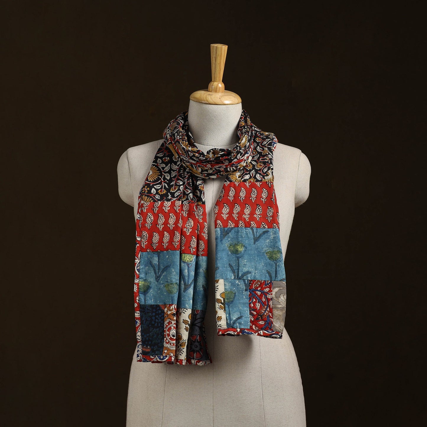 Patchwork cotton hand bagru stole 02 - handcrafted