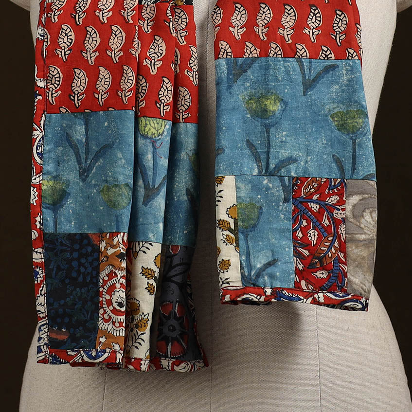Patchwork cotton hand bagru stole 02 - handcrafted