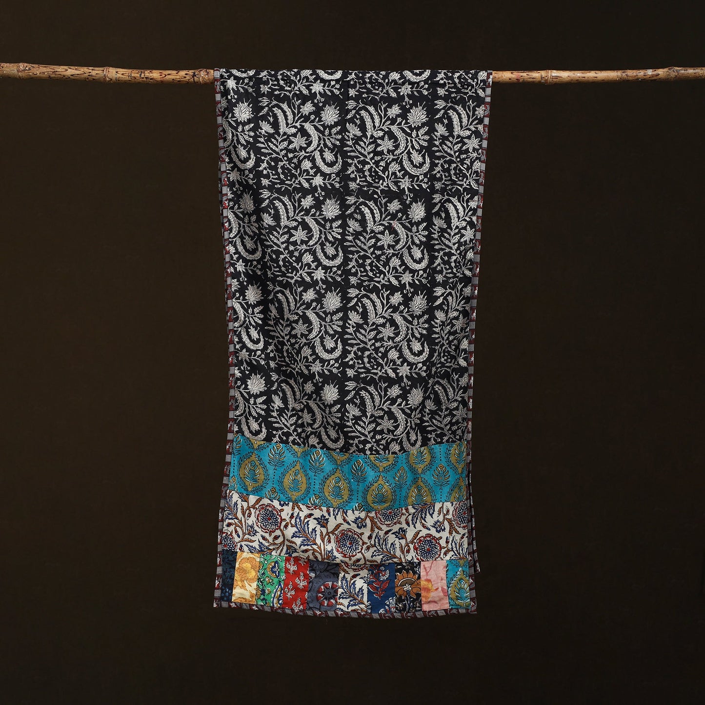 Patchwork cotton hand bagru stole 03 - handcrafted