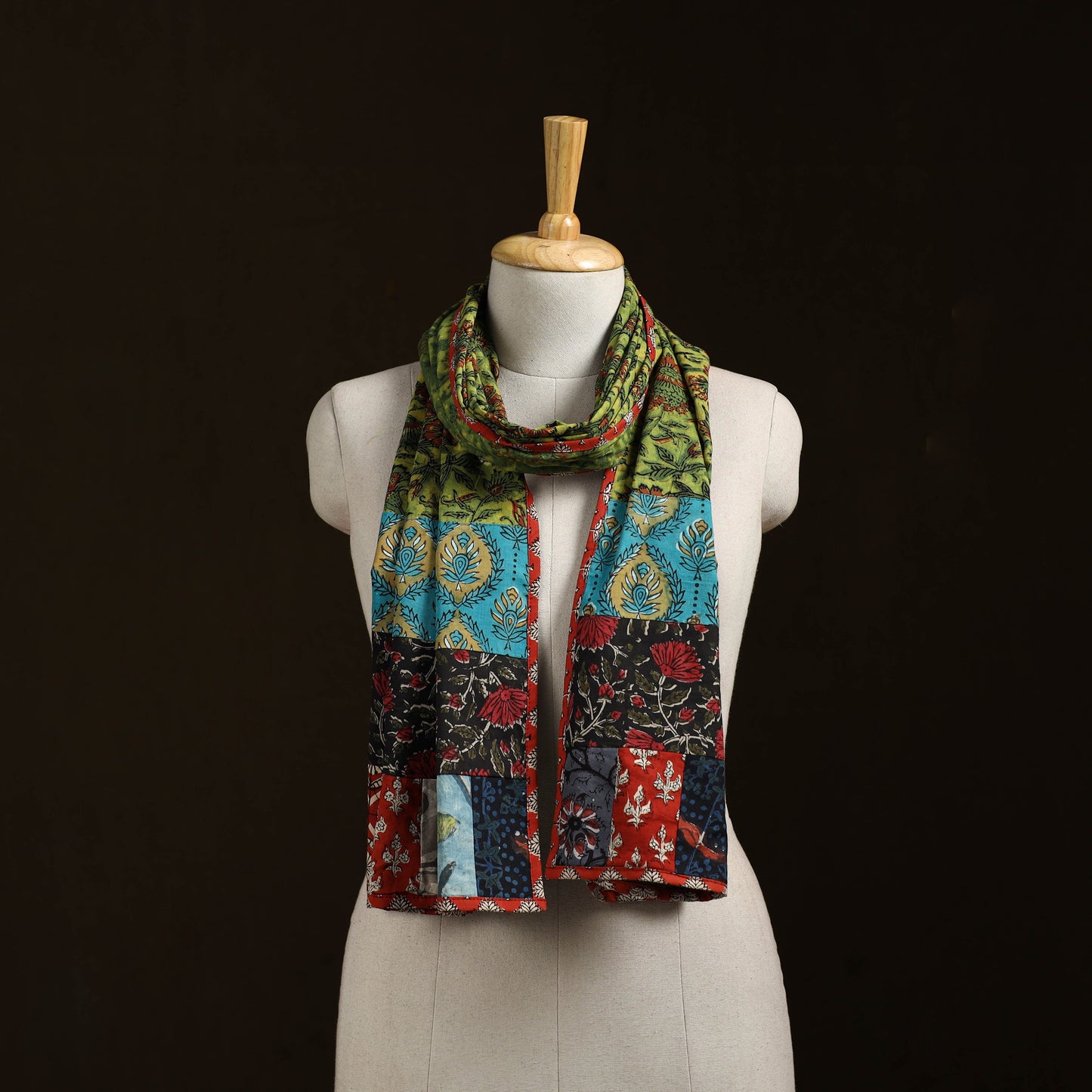 Patchwork cotton hand bagru stole 06 - handcrafted