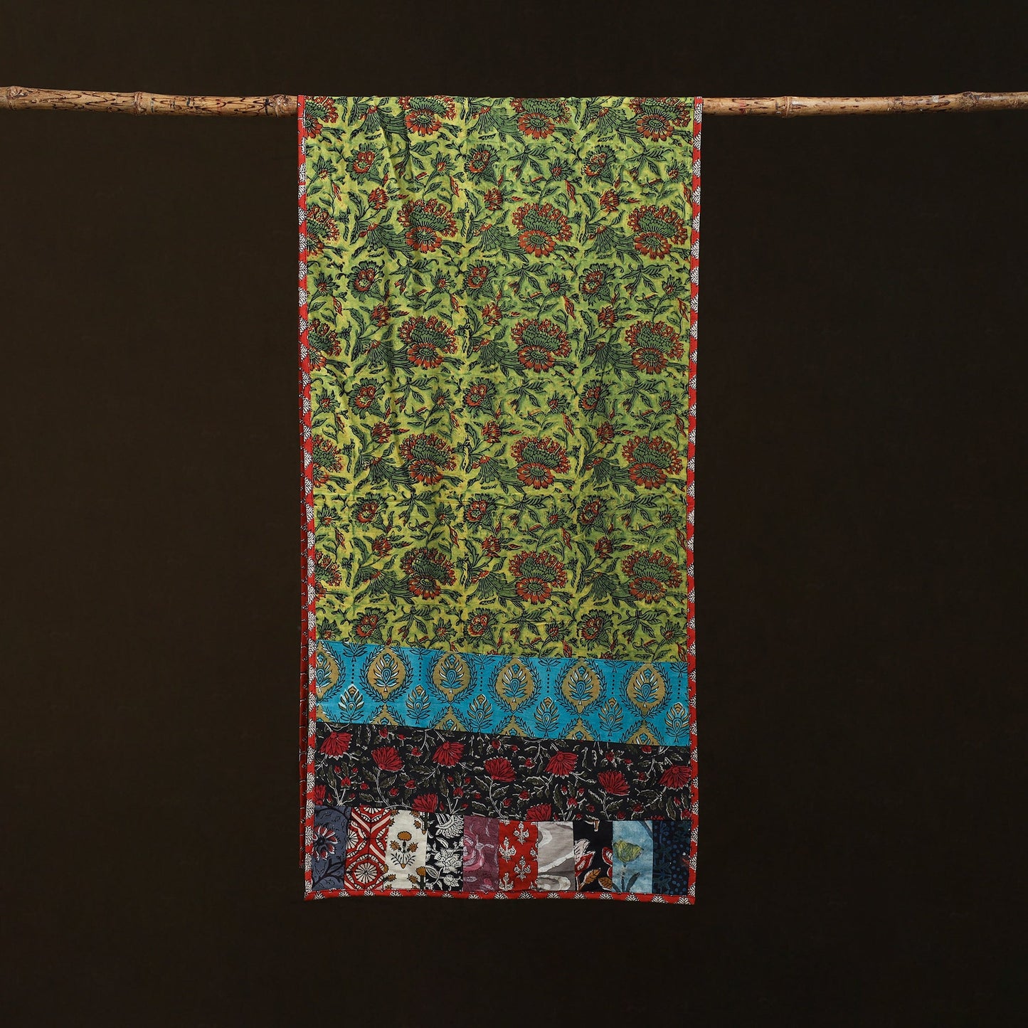 Patchwork cotton hand bagru stole 06 - handcrafted