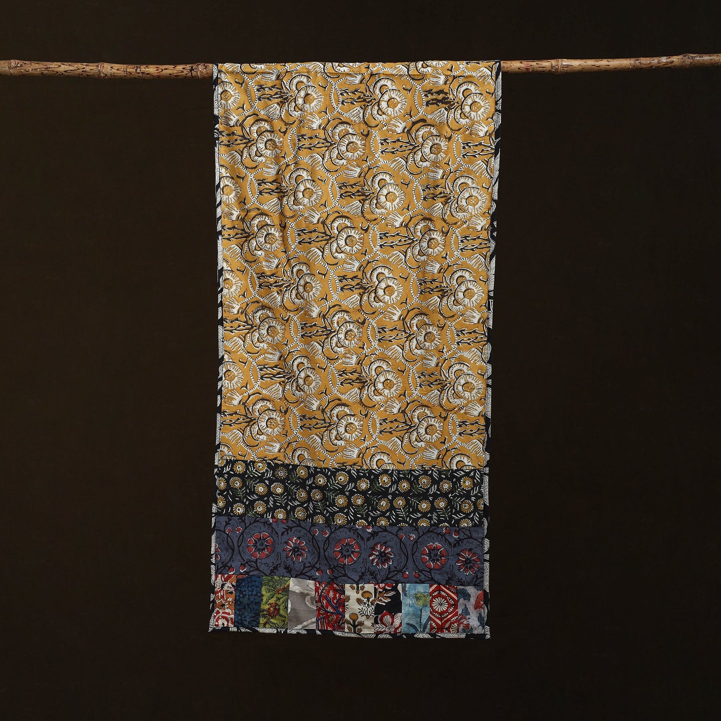 Patchwork cotton hand bagru stole 07 - handcrafted