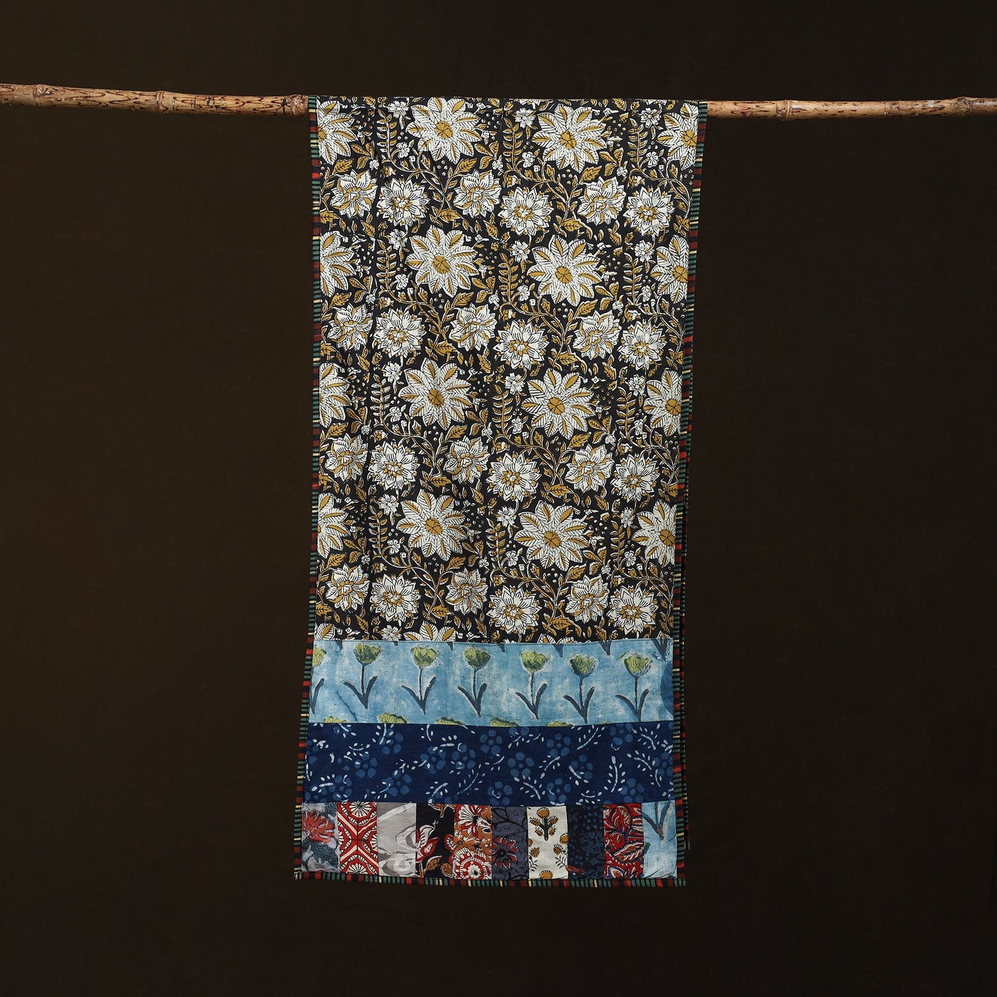 Patchwork cotton hand bagru stole 08 - handcrafted