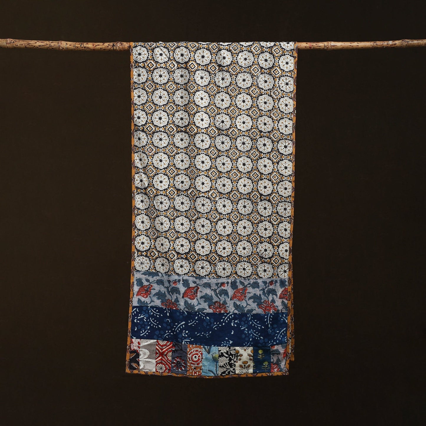 Patchwork cotton hand bagru stole 09 - handcrafted