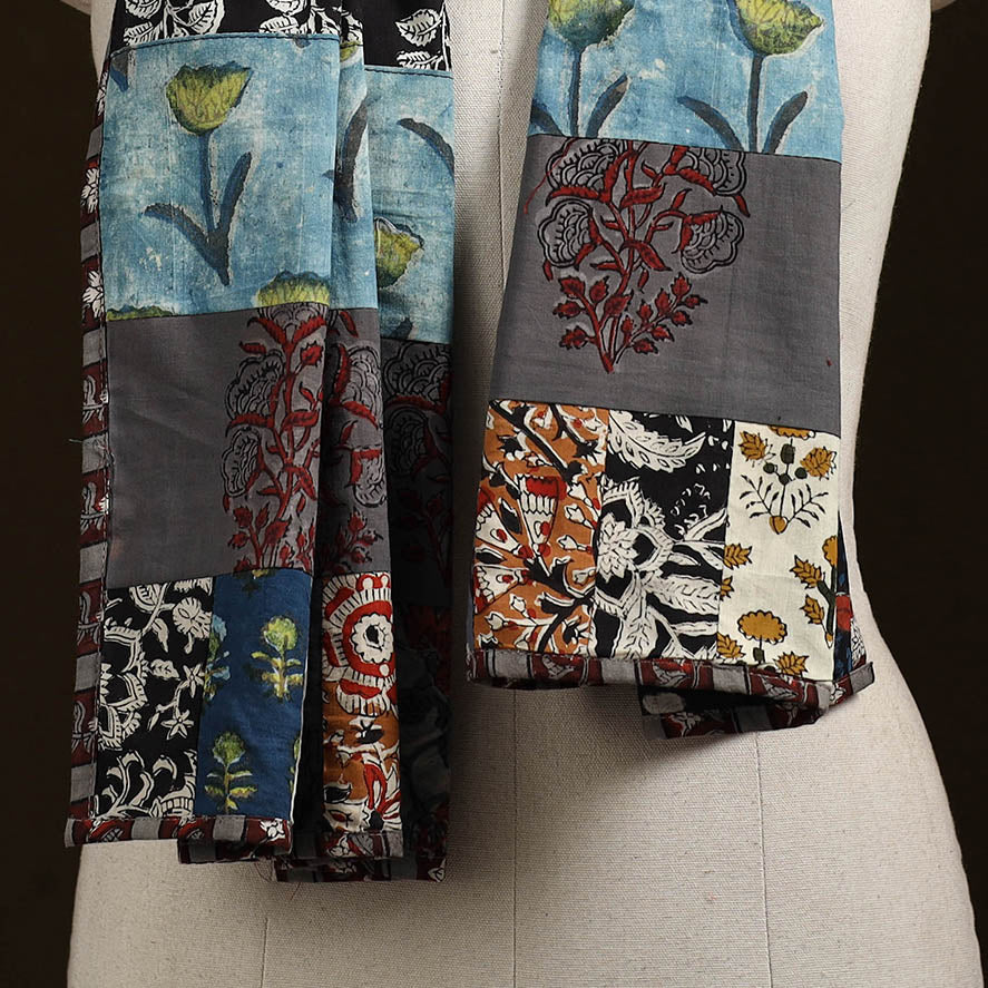 Patchwork cotton hand bagru stole 11 - handcrafted