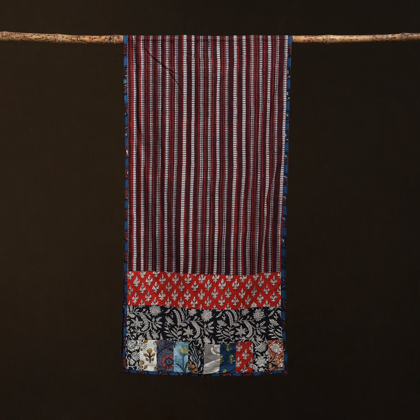 Patchwork cotton hand bagru stole 12 - handcrafted