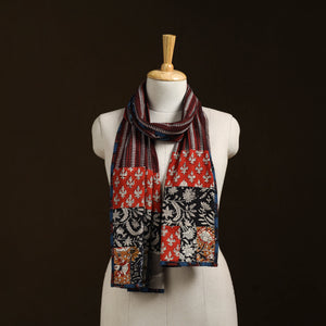 Patchwork cotton hand bagru stole 12 - handcrafted