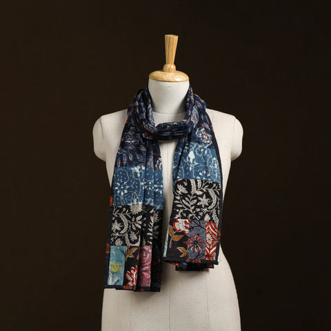 Patchwork cotton hand bagru stole 13 - handcrafted