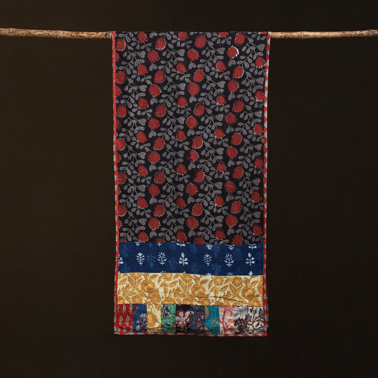 Patchwork cotton hand bagru stole 14 - handcrafted