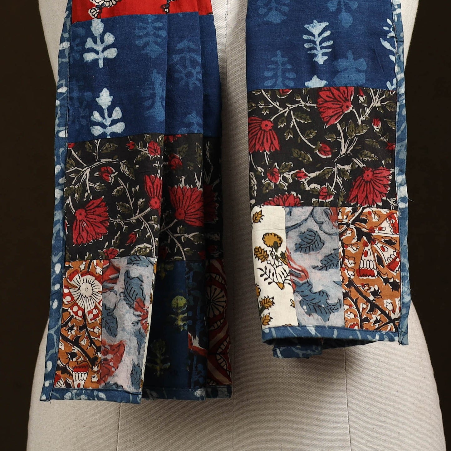 Patchwork cotton hand bagru stole 16 - handcrafted