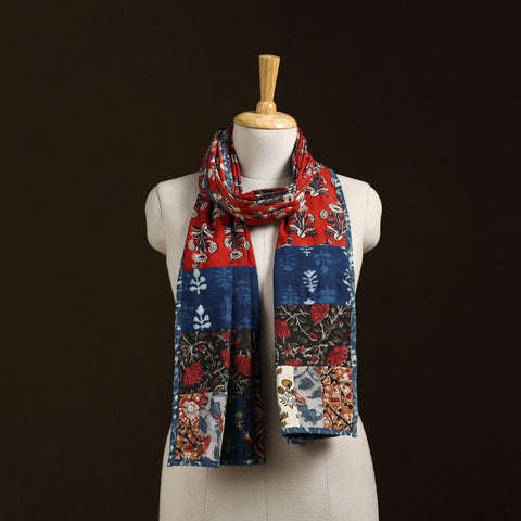 Patchwork cotton hand bagru stole 16 - handcrafted